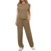 image:imageGRECERELLE 2 Piece Sets For Women Summer 2026 Outfits Lounge Sets Sleeveless Sweatsuits Wide Leg Tracksuits With PocketsKhaki