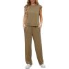 image:imageGRECERELLE 2 Piece Sets For Women Summer 2026 Outfits Lounge Sets Sleeveless Sweatsuits Wide Leg Tracksuits With PocketsKhaki