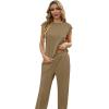 image:imageGRECERELLE 2 Piece Sets For Women Summer 2026 Outfits Lounge Sets Sleeveless Sweatsuits Wide Leg Tracksuits With PocketsKhaki