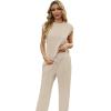 image:imageGRECERELLE 2 Piece Sets For Women Summer 2026 Outfits Lounge Sets Sleeveless Sweatsuits Wide Leg Tracksuits With PocketsLight Tan