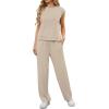 image:imageGRECERELLE 2 Piece Sets For Women Summer 2026 Outfits Lounge Sets Sleeveless Sweatsuits Wide Leg Tracksuits With PocketsLight Tan