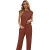 image:imageGRECERELLE 2 Piece Sets For Women Summer 2026 Outfits Lounge Sets Sleeveless Sweatsuits Wide Leg Tracksuits With PocketsRust Red