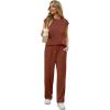 image:imageGRECERELLE 2 Piece Sets For Women Summer 2026 Outfits Lounge Sets Sleeveless Sweatsuits Wide Leg Tracksuits With PocketsRust Red