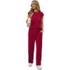 image:imageGRECERELLE 2 Piece Sets For Women Summer 2026 Outfits Lounge Sets Sleeveless Sweatsuits Wide Leg Tracksuits With PocketsWine Red