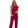 image:imageGRECERELLE 2 Piece Sets For Women Summer 2026 Outfits Lounge Sets Sleeveless Sweatsuits Wide Leg Tracksuits With PocketsWine Red