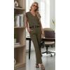 image:imageGRECERELLE 2026 Womens Spring amp Summer Casual 2 Piece Set  VNeck Top amp WrinkleFree Pants With PocketsArmy Green