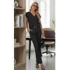 image:imageGRECERELLE 2026 Womens Spring amp Summer Casual 2 Piece Set  VNeck Top amp WrinkleFree Pants With PocketsBlack