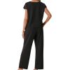 image:imageGRECERELLE 2026 Womens Spring amp Summer Casual 2 Piece Set  VNeck Top amp WrinkleFree Pants With PocketsBlack