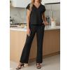 image:imageGRECERELLE 2026 Womens Spring amp Summer Casual 2 Piece Set  VNeck Top amp WrinkleFree Pants With PocketsBlack