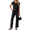 image:imageGRECERELLE 2026 Womens Spring amp Summer Casual 2 Piece Set  VNeck Top amp WrinkleFree Pants With PocketsBlack