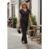 image:imageGRECERELLE 2026 Womens Spring amp Summer Casual 2 Piece Set  VNeck Top amp WrinkleFree Pants With PocketsBlack