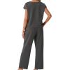 image:imageGRECERELLE 2026 Womens Spring amp Summer Casual 2 Piece Set  VNeck Top amp WrinkleFree Pants With PocketsDark Gray