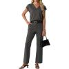 image:imageGRECERELLE 2026 Womens Spring amp Summer Casual 2 Piece Set  VNeck Top amp WrinkleFree Pants With PocketsDark Gray