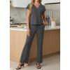 image:imageGRECERELLE 2026 Womens Spring amp Summer Casual 2 Piece Set  VNeck Top amp WrinkleFree Pants With PocketsDark Gray