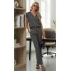 image:imageGRECERELLE 2026 Womens Spring amp Summer Casual 2 Piece Set  VNeck Top amp WrinkleFree Pants With PocketsDark Gray
