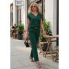 image:imageGRECERELLE 2026 Womens Spring amp Summer Casual 2 Piece Set  VNeck Top amp WrinkleFree Pants With PocketsDark Green