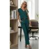 image:imageGRECERELLE 2026 Womens Spring amp Summer Casual 2 Piece Set  VNeck Top amp WrinkleFree Pants With PocketsDark Green