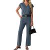 image:imageGRECERELLE 2026 Womens Spring amp Summer Casual 2 Piece Set  VNeck Top amp WrinkleFree Pants With PocketsDenim Blue