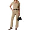 image:imageGRECERELLE 2026 Womens Spring amp Summer Casual 2 Piece Set  VNeck Top amp WrinkleFree Pants With PocketsKhaki