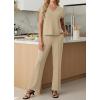 image:imageGRECERELLE 2026 Womens Spring amp Summer Casual 2 Piece Set  VNeck Top amp WrinkleFree Pants With PocketsKhaki