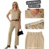 image:imageGRECERELLE 2026 Womens Spring amp Summer Casual 2 Piece Set  VNeck Top amp WrinkleFree Pants With PocketsKhaki
