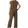 image:imageGRECERELLE 2026 Womens Spring amp Summer Casual 2 Piece Set  VNeck Top amp WrinkleFree Pants With PocketsLight Coffee