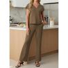 image:imageGRECERELLE 2026 Womens Spring amp Summer Casual 2 Piece Set  VNeck Top amp WrinkleFree Pants With PocketsLight Coffee