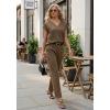 image:imageGRECERELLE 2026 Womens Spring amp Summer Casual 2 Piece Set  VNeck Top amp WrinkleFree Pants With PocketsLight Coffee