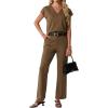 image:imageGRECERELLE 2026 Womens Spring amp Summer Casual 2 Piece Set  VNeck Top amp WrinkleFree Pants With PocketsLight Coffee