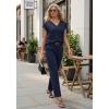 image:imageGRECERELLE 2026 Womens Spring amp Summer Casual 2 Piece Set  VNeck Top amp WrinkleFree Pants With PocketsNavy Blue