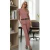 image:imageGRECERELLE 2026 Womens Spring amp Summer Casual 2 Piece Set  VNeck Top amp WrinkleFree Pants With PocketsRose Pink
