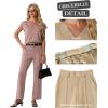 image:imageGRECERELLE 2026 Womens Spring amp Summer Casual 2 Piece Set  VNeck Top amp WrinkleFree Pants With PocketsRose Pink