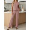 image:imageGRECERELLE 2026 Womens Spring amp Summer Casual 2 Piece Set  VNeck Top amp WrinkleFree Pants With PocketsRose Pink