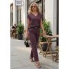 image:imageGRECERELLE 2026 Womens Spring amp Summer Casual 2 Piece Set  VNeck Top amp WrinkleFree Pants With PocketsRosewood