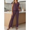 image:imageGRECERELLE 2026 Womens Spring amp Summer Casual 2 Piece Set  VNeck Top amp WrinkleFree Pants With PocketsRosewood