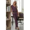 image:imageGRECERELLE 2026 Womens Spring amp Summer Casual 2 Piece Set  VNeck Top amp WrinkleFree Pants With PocketsRosewood