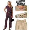image:imageGRECERELLE 2026 Womens Spring amp Summer Casual 2 Piece Set  VNeck Top amp WrinkleFree Pants With PocketsRosewood