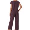 image:imageGRECERELLE 2026 Womens Spring amp Summer Casual 2 Piece Set  VNeck Top amp WrinkleFree Pants With PocketsRosewood