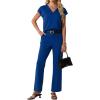 image:imageGRECERELLE 2026 Womens Spring amp Summer Casual 2 Piece Set  VNeck Top amp WrinkleFree Pants With PocketsRoyal Blue