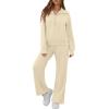image:imageGRECERELLE Lounge Sets For Women 2026 Casual Lapel Half Zip Sweatshirt And Wide Leg Sweatpant 2 Piece Outfits Tracksuit SetsApricot