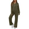 image:imageGRECERELLE Lounge Sets For Women 2026 Casual Lapel Half Zip Sweatshirt And Wide Leg Sweatpant 2 Piece Outfits Tracksuit SetsArmy Green