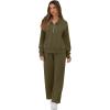 image:imageGRECERELLE Lounge Sets For Women 2026 Casual Lapel Half Zip Sweatshirt And Wide Leg Sweatpant 2 Piece Outfits Tracksuit SetsArmy Green