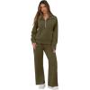 image:imageGRECERELLE Lounge Sets For Women 2026 Casual Lapel Half Zip Sweatshirt And Wide Leg Sweatpant 2 Piece Outfits Tracksuit SetsArmy Green
