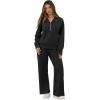 image:imageGRECERELLE Lounge Sets For Women 2026 Casual Lapel Half Zip Sweatshirt And Wide Leg Sweatpant 2 Piece Outfits Tracksuit SetsBlack