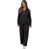 image:imageGRECERELLE Lounge Sets For Women 2026 Casual Lapel Half Zip Sweatshirt And Wide Leg Sweatpant 2 Piece Outfits Tracksuit SetsBlack