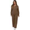 image:imageGRECERELLE Lounge Sets For Women 2026 Casual Lapel Half Zip Sweatshirt And Wide Leg Sweatpant 2 Piece Outfits Tracksuit SetsBrown