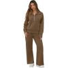 image:imageGRECERELLE Lounge Sets For Women 2026 Casual Lapel Half Zip Sweatshirt And Wide Leg Sweatpant 2 Piece Outfits Tracksuit SetsBrown