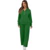 image:imageGRECERELLE Lounge Sets For Women 2026 Casual Lapel Half Zip Sweatshirt And Wide Leg Sweatpant 2 Piece Outfits Tracksuit SetsGreen