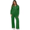 image:imageGRECERELLE Lounge Sets For Women 2026 Casual Lapel Half Zip Sweatshirt And Wide Leg Sweatpant 2 Piece Outfits Tracksuit SetsGreen