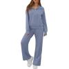 image:imageGRECERELLE Lounge Sets For Women 2026 Casual Lapel Half Zip Sweatshirt And Wide Leg Sweatpant 2 Piece Outfits Tracksuit SetsHaze Blue
